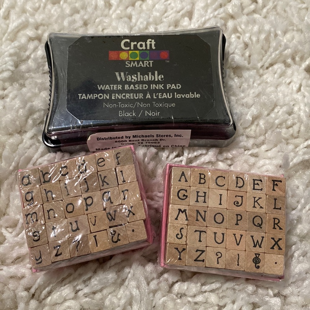 Wooden alphabet stamp set
